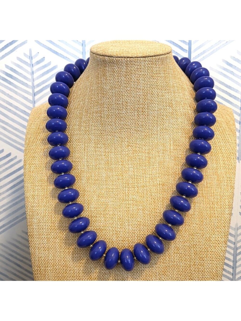 Purple 24" Chunky Resin Beaded Necklace Gold Tone Separators
